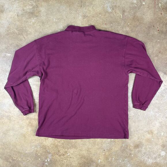 Vintage American Eagle Mock Neck Long Sleeve Shirt Men’s L Maroon 100% Cotton - Picture 2 of 7